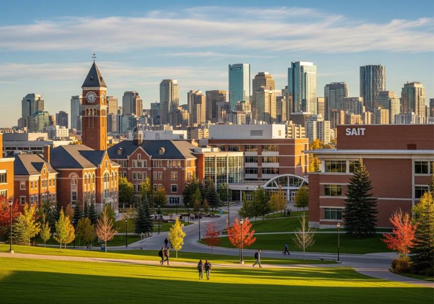 Toàn cảnh Học viện Bách khoa SAIT tại Calgary, nơi đào tạo thực tiễn hàng đầu Canada.