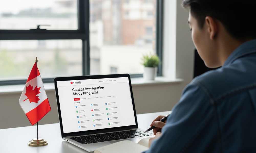 Du học sinh đang tra cứu danh sách ngành học định cư Canada trên trang web chính thức của chính phủ