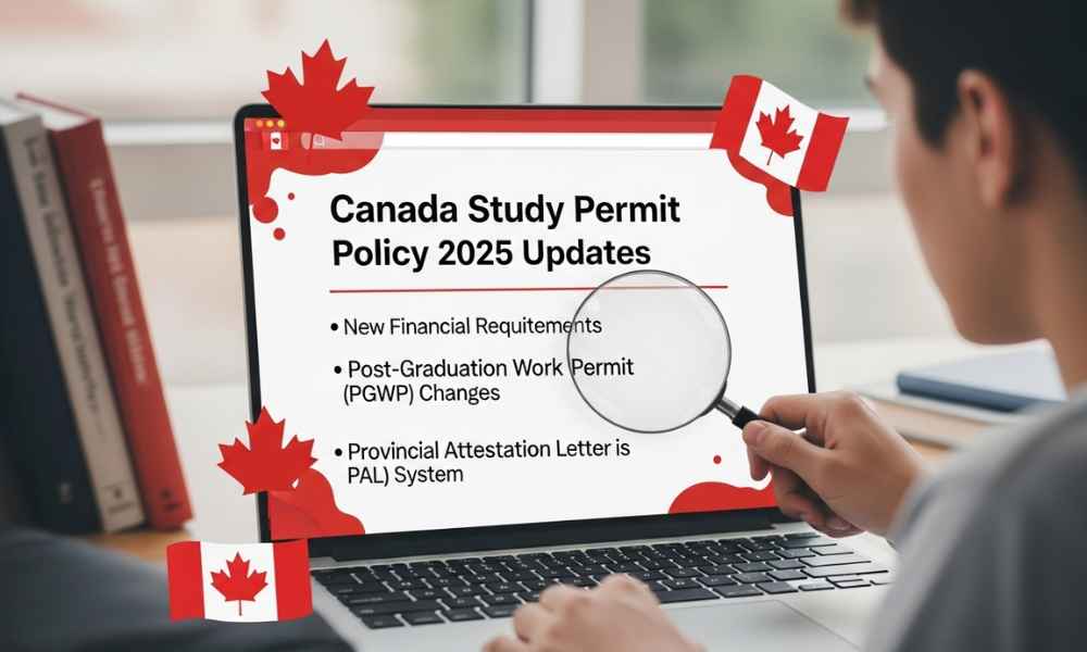 Du học sinh đang tìm hiểu chi tiết về chính sách du học Canada 2025 mới nhất trên máy tính