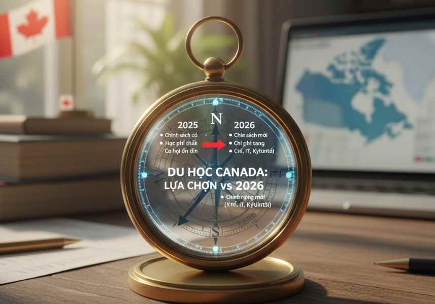 Một la bàn định hướng cho việc so sánh du học Canada giữa năm 2025 và 2026 về chính sách, chi phí và cơ hội