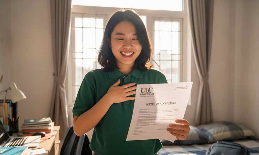 Sinh viên Việt Nam vui mừng nhận thư mời nhập học, minh họa cho việc du học Canada không cần IELTS là hoàn toàn có thể
