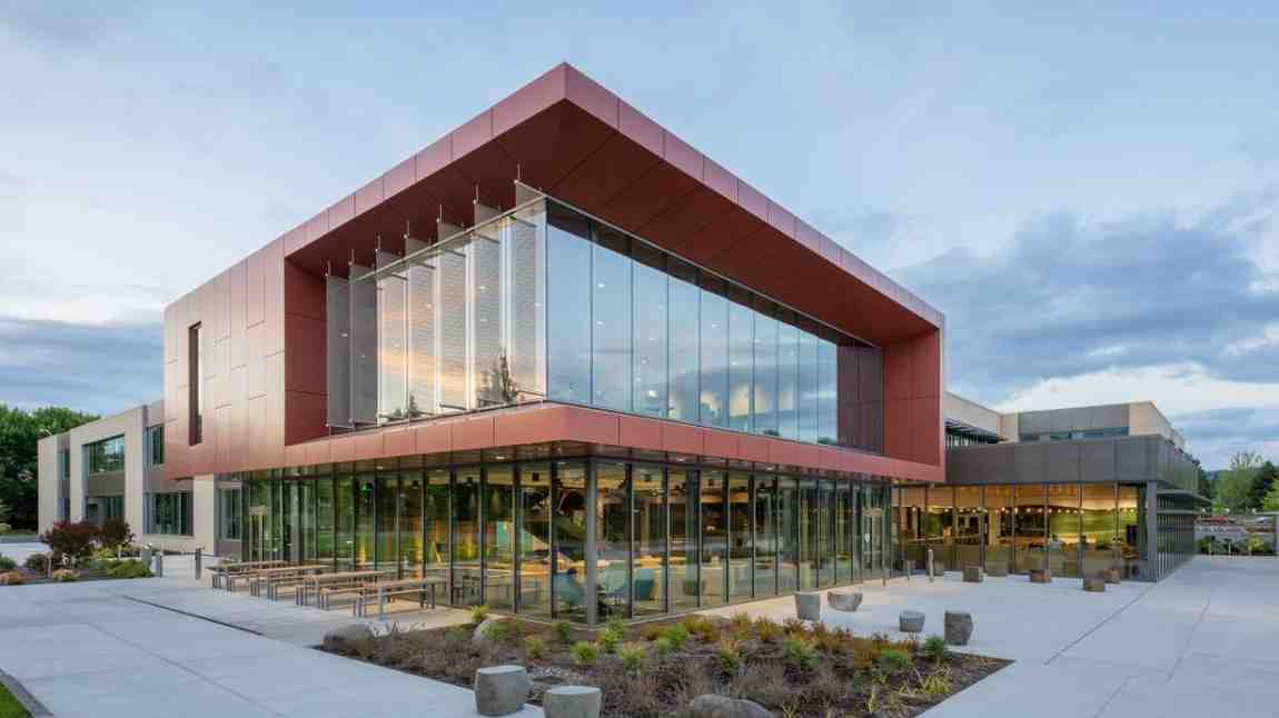 Study at Portland Community College: A scenic view of the campus gateway for international students.