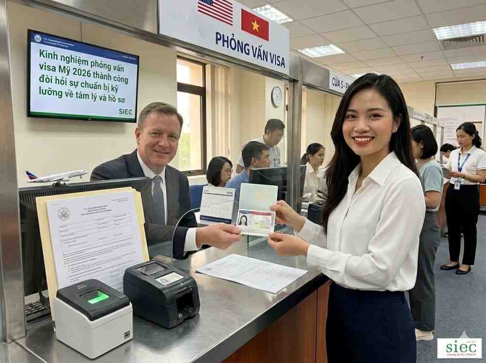 Kinh nghiệm phỏng vấn visa Mỹ 2026 thành công đòi hỏi học sinh chuẩn bị kỹ lưỡng về tâm lý, hồ sơ du học và kỹ năng trả lời phỏng vấn visa.