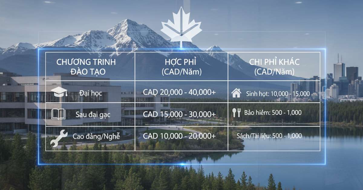 Chi tiết học phí du học canada 1 năm theo các chương trình đào tạo