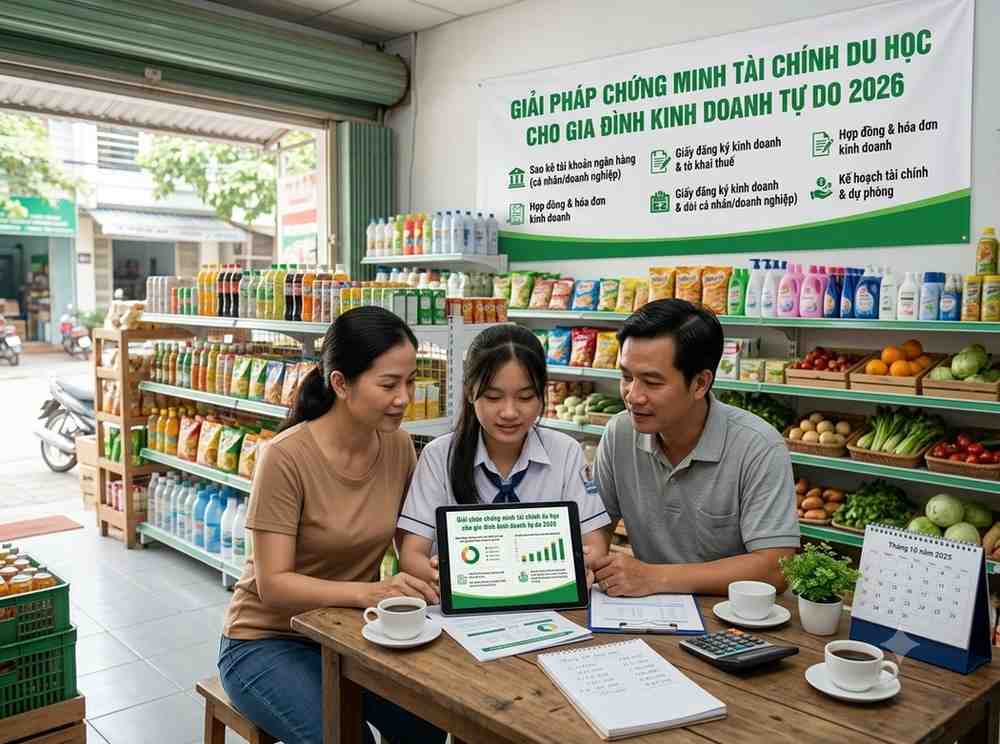 Giải pháp chứng minh tài chính du học cho gia đình kinh doanh tự do năm 2026
