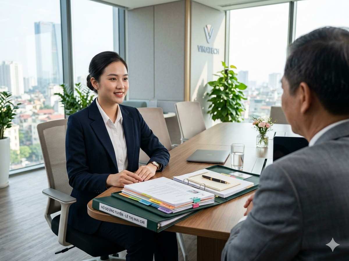 Neat interview etiquette and organized documents