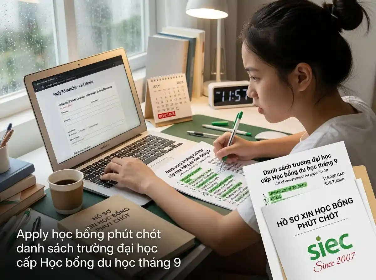 Apply học bổng phút chót danh sách trường đại học cấp Học bổng du học tháng 9