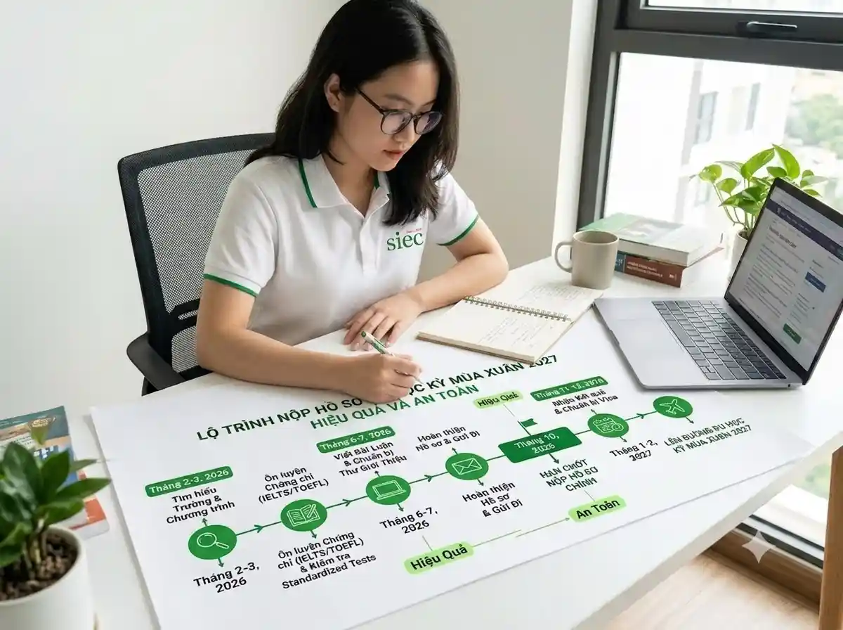 Lộ trình nộp hồ sơ du học kỳ mùa xuân 2027 hiệu quả và an toàn nhất