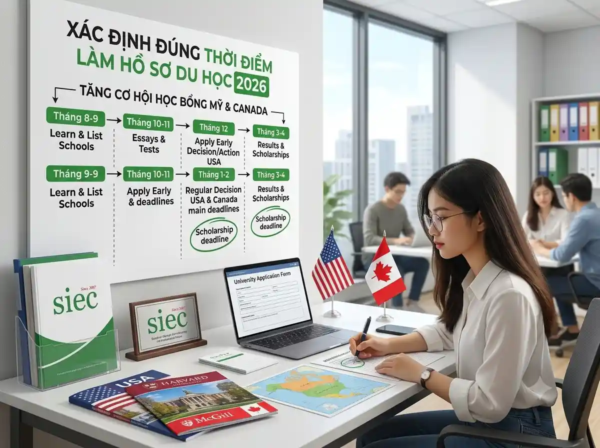 Xác định đúng thời điểm làm hồ sơ du học 2026 giúp tăng cơ hội học bổng Mỹ và Canada