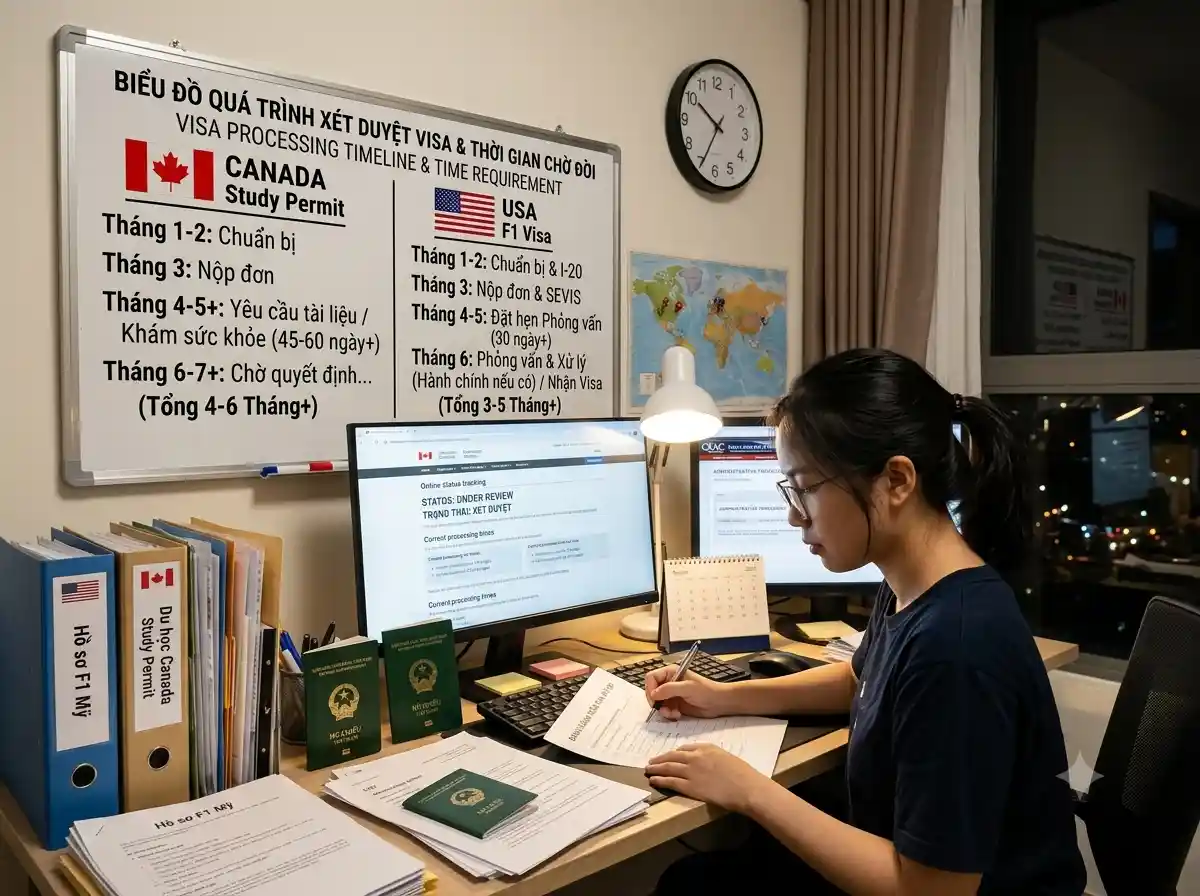 Quá trình xét duyệt Visa Study Permit Canada và F1 Mỹ đòi hỏi thời gian dài