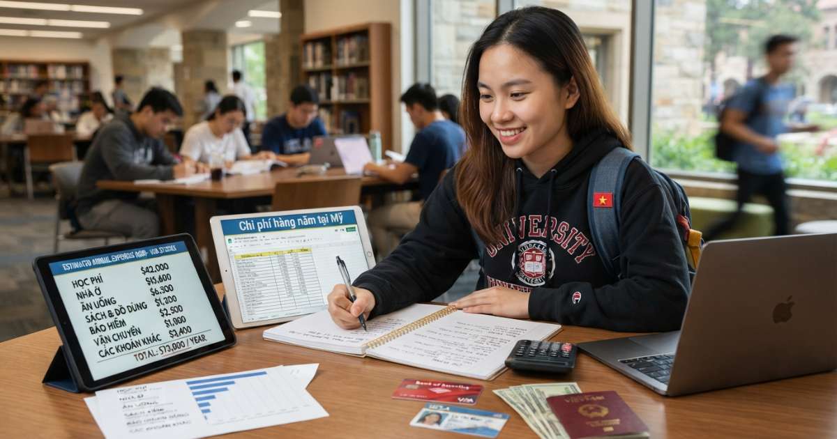 Các khoản chi phí du học Mỹ một năm bao nhiêu tiền